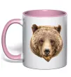 Чашка з кольоровою ручкою Ведмідь фото Ніжно рожевий фото