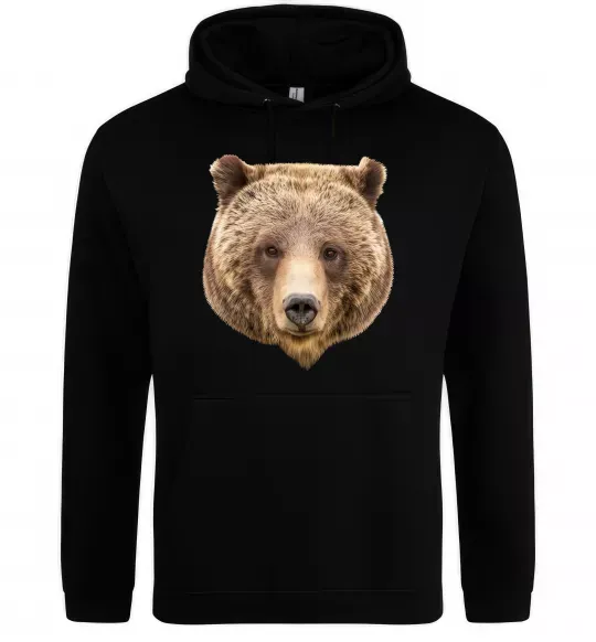 Мужская толстовка (худи) Ведмідь фото Черный фото