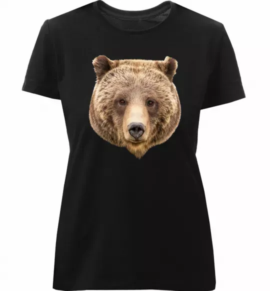 Женская премиум футболка Ведмідь фото Черный фото