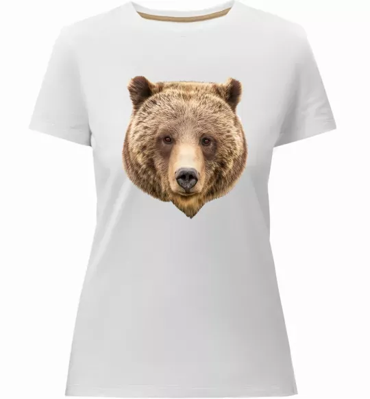 Женская премиум футболка Ведмідь фото Белый фото