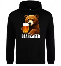Мужская толстовка (худи) Bear and beer Черный фото