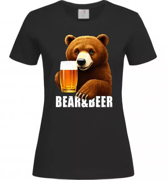 Жіноча футболка Bear and beer Чорний фото