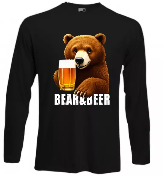 Лонгслив Bear and beer Черный фото