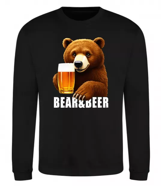 Свитшот Bear and beer Черный фото