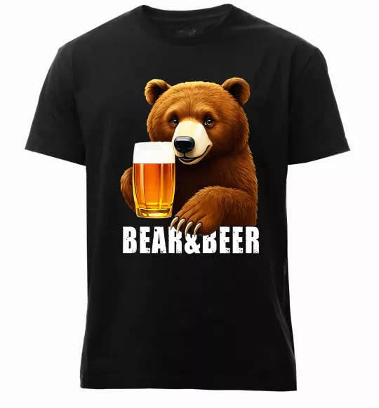 Мужская премиум футболка Bear and beer Черный фото