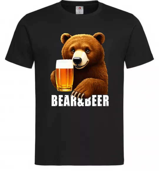 Чоловіча футболка Bear and beer Чорний фото