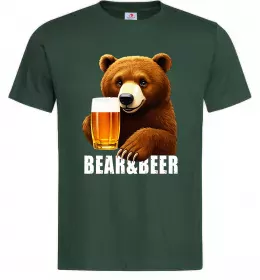 Мужская футболка Bear and beer Темно-зеленый фото