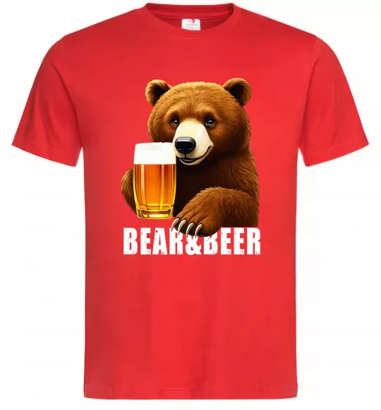 Чоловіча футболка Bear and beer Червоний фото