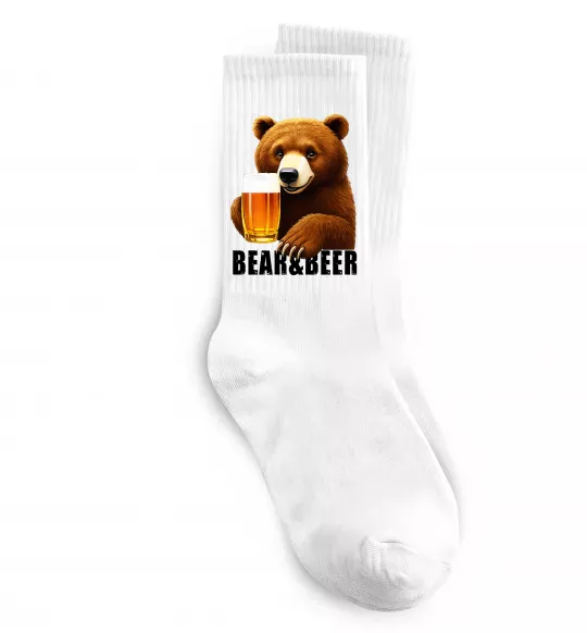 Шкарпетки Bear and beer Білий фото