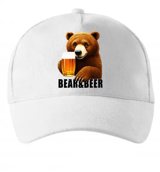 Кепка Bear and beer Белый фото