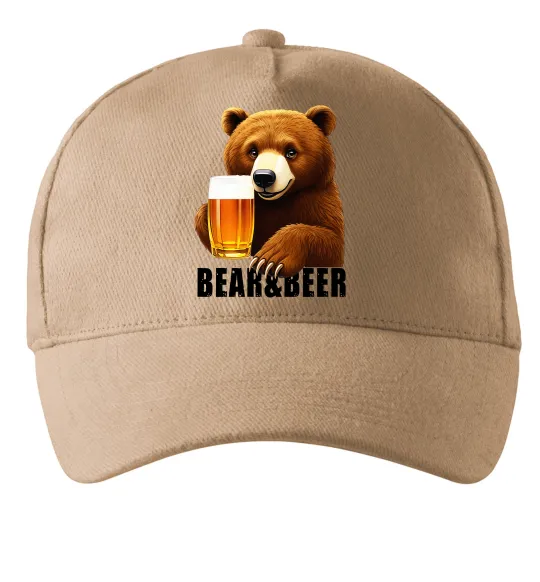 Кепка Bear and beer Песочный фото