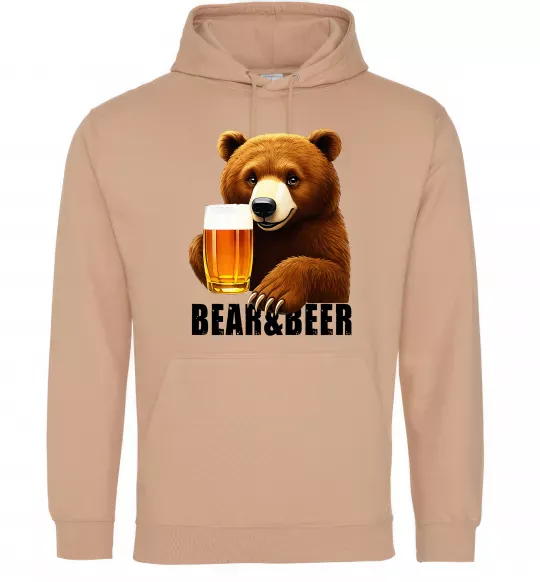 Мужская толстовка (худи) Bear and beer Песочный фото