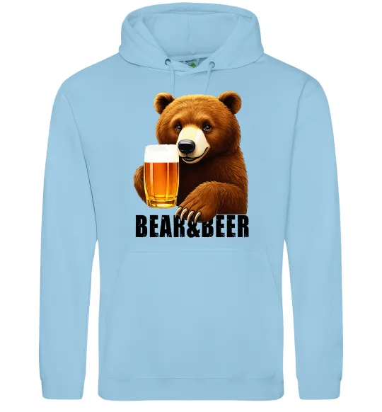 Чоловіча толстовка (худі) Bear and beer Блакитний фото