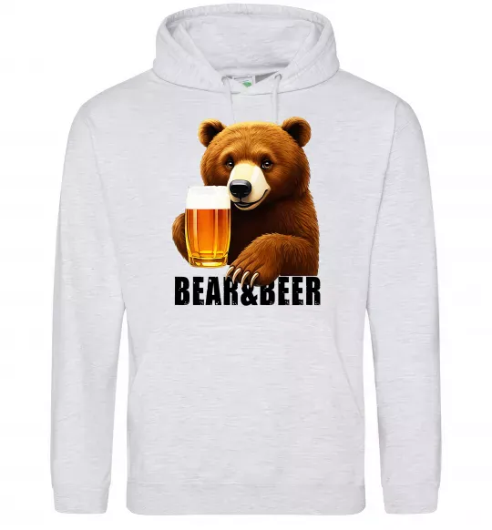 Женская толстовка (худи) Bear and beer Серый меланж фото