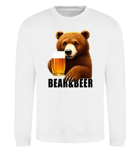 Свитшот Bear and beer Белый фото