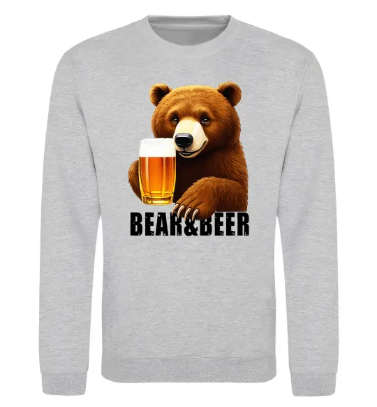 Свитшот Bear and beer Серый меланж фото
