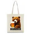 Эко-сумка Bear and beer Бежевый фото