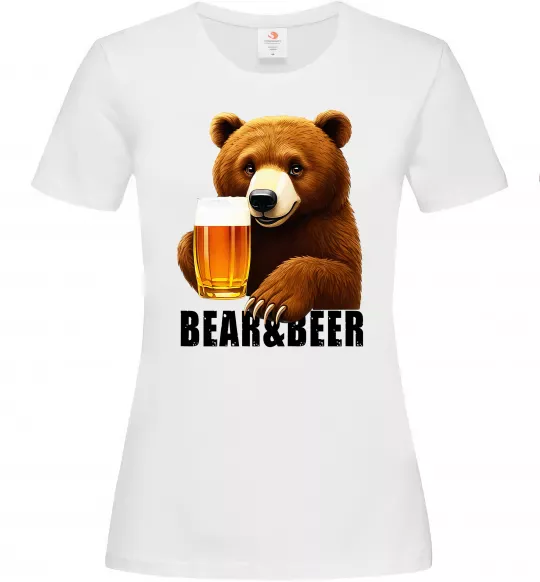 Жіноча футболка Bear and beer Білий фото