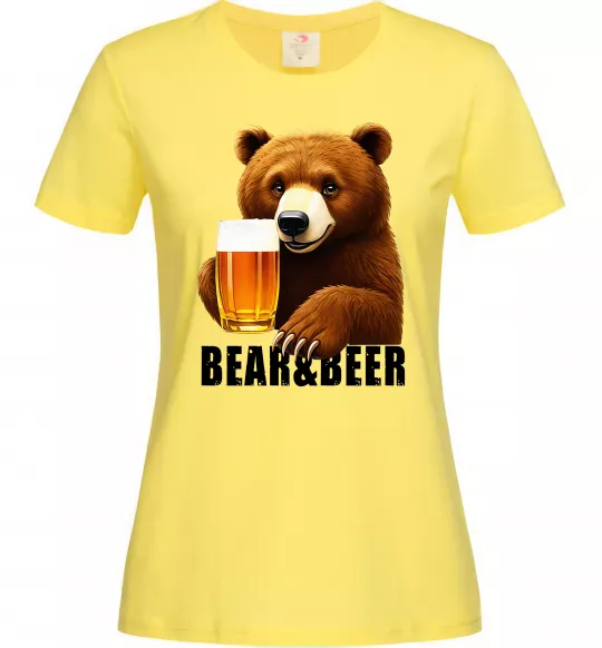Жіноча футболка Bear and beer Лимонний фото