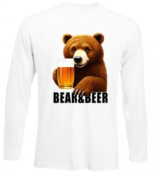 Лонгслив Bear and beer Белый фото