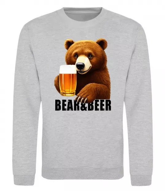Свитшот Bear and beer Серый меланж фото
