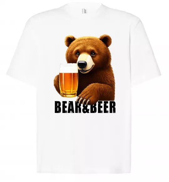 Футболка Оверсайз Bear and beer Белый фото