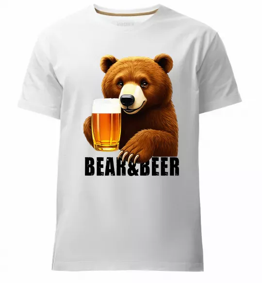 Мужская премиум футболка Bear and beer Белый фото