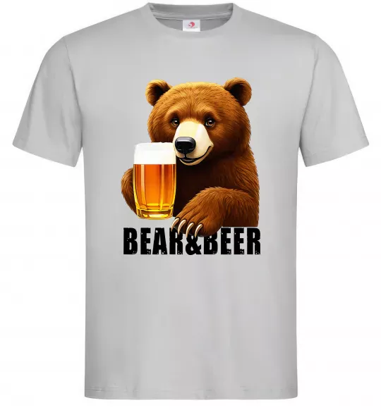 Чоловіча футболка Bear and beer Сірий фото