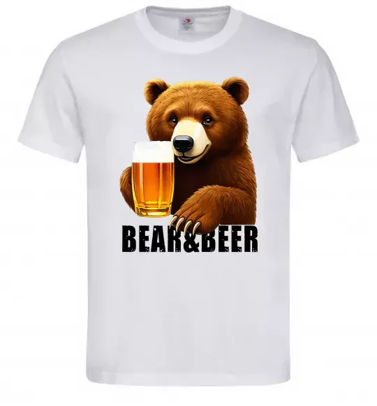 Чоловіча футболка Bear and beer Білий фото