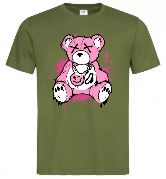 Мужская футболка Bear pink Оливковый фото