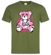 Мужская футболка Bear pink Оливковый фото