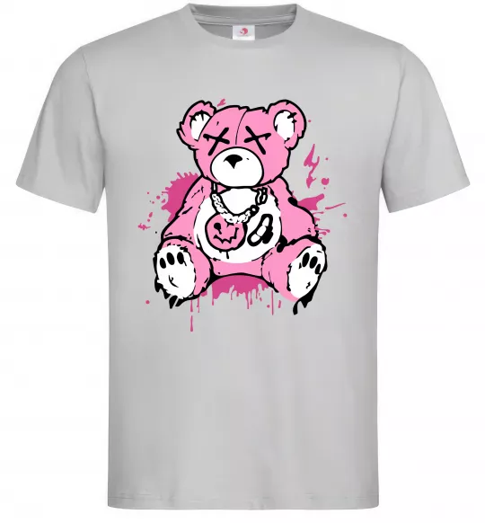 Мужская футболка Bear pink Серый фото