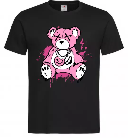 Мужская футболка Bear pink Черный фото