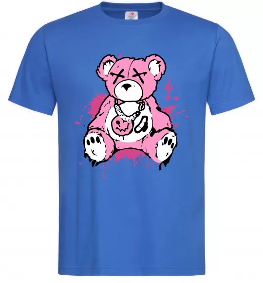 Мужская футболка Bear pink Ярко-синий фото