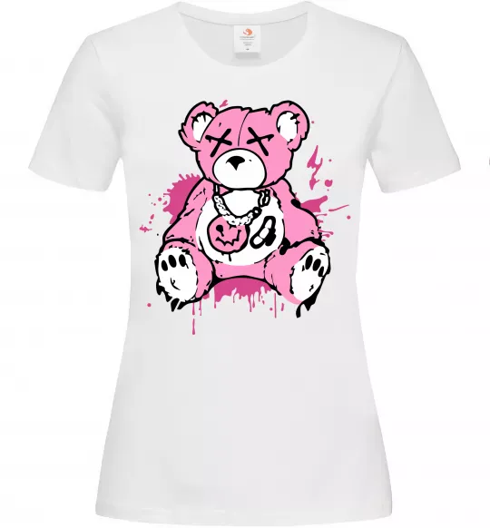 Жіноча футболка Bear pink Білий фото