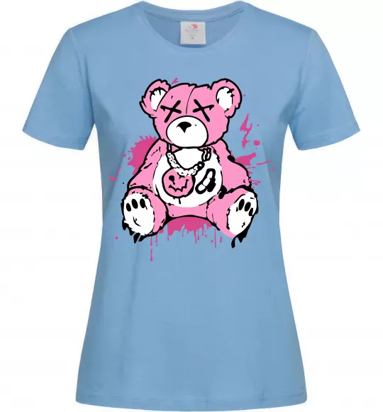 Жіноча футболка Bear pink Блакитний фото