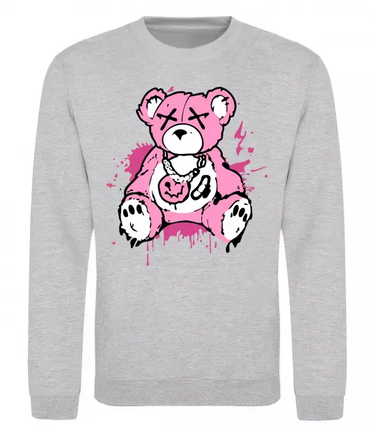 Свитшот Bear pink Серый меланж фото