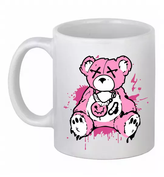 Чашка керамическая Bear pink Белый фото