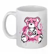 Чашка керамическая Bear pink Белый фото