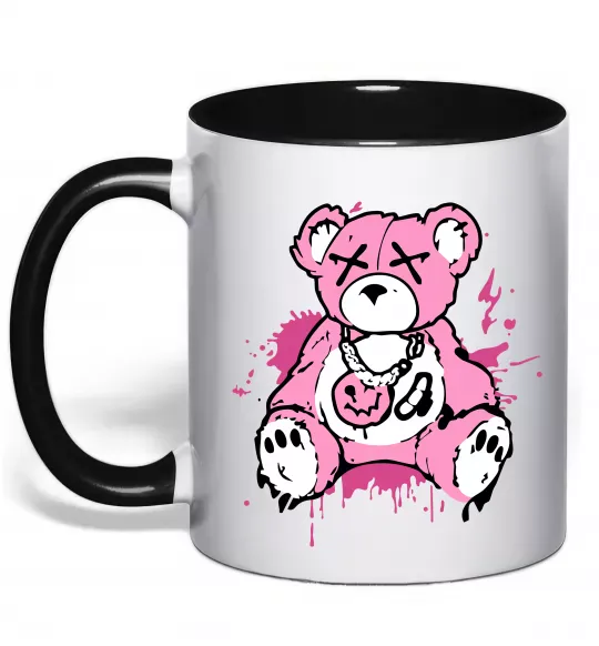 Чашка с цветной ручкой Bear pink Черный фото
