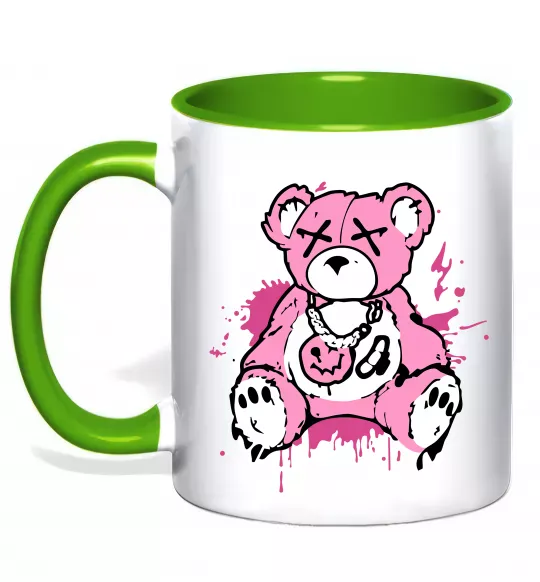 Чашка с цветной ручкой Bear pink Зеленый фото