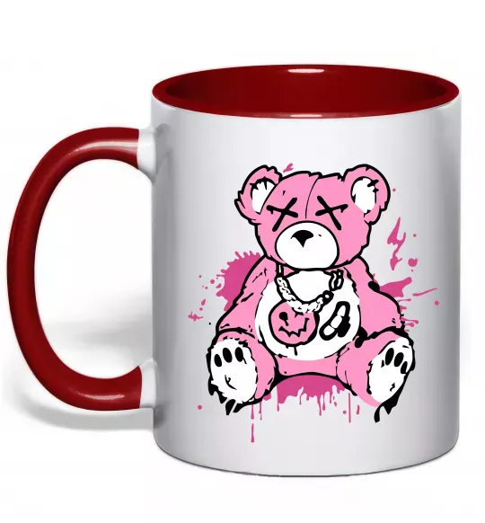 Чашка с цветной ручкой Bear pink Красный фото