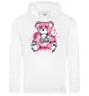Мужская толстовка (худи) Bear pink Белый фото