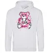 Мужская толстовка (худи) Bear pink Серый меланж фото