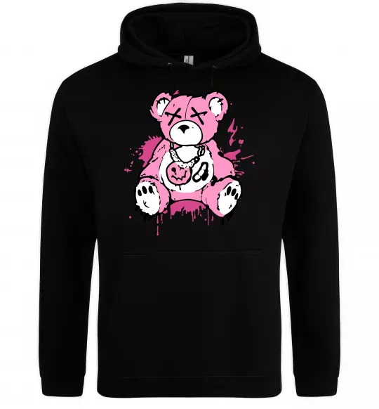 Женская толстовка (худи) Bear pink Черный фото