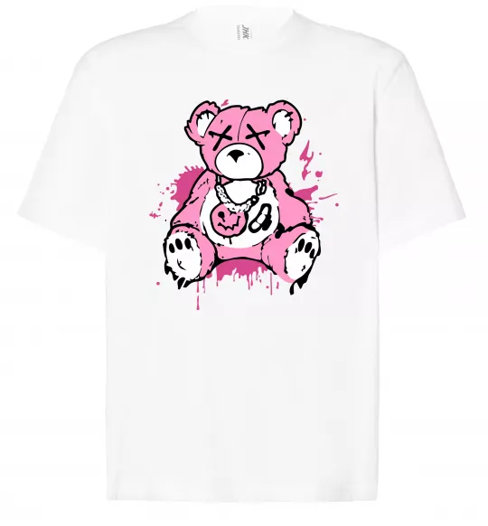 Футболка Оверсайз Bear pink Белый фото