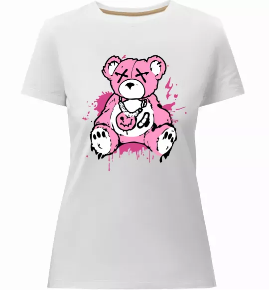 Жіноча преміум футболка Bear pink Білий фото