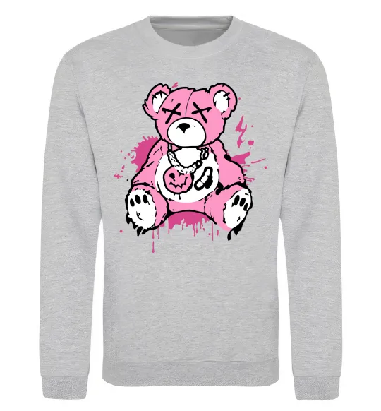 Світшот Bear pink Сірий меланж фото