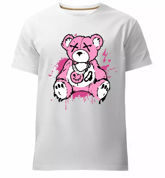 Чоловіча преміум футболка Bear pink Білий фото
