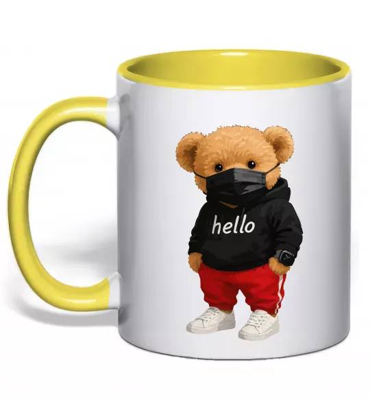 Чашка с цветной ручкой Bear swag Солнечно желтый фото